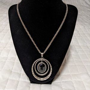 Black Oval Pendant Necklace